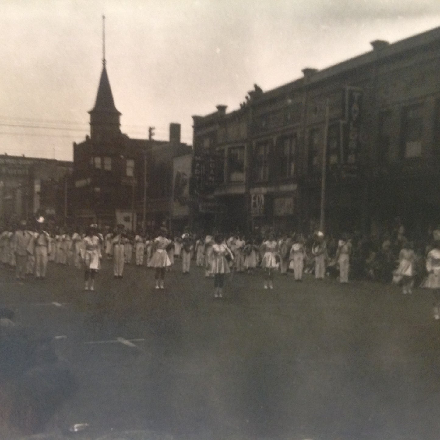 Vintage Mid Century B&W Photo Holland Michigan Tulip Festival Baton Twirlers Lead the Band