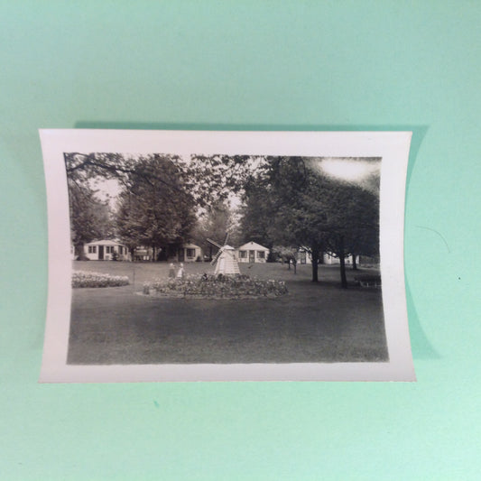 Vintage Mid Century B&W Photo Holland Michigan Tulip Festival Windmill in the Neighborhood Park