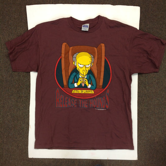 Vintage 1999 Tultex The Simpsons Mr. Burns Release the Hounds XL Brown T-Shirt