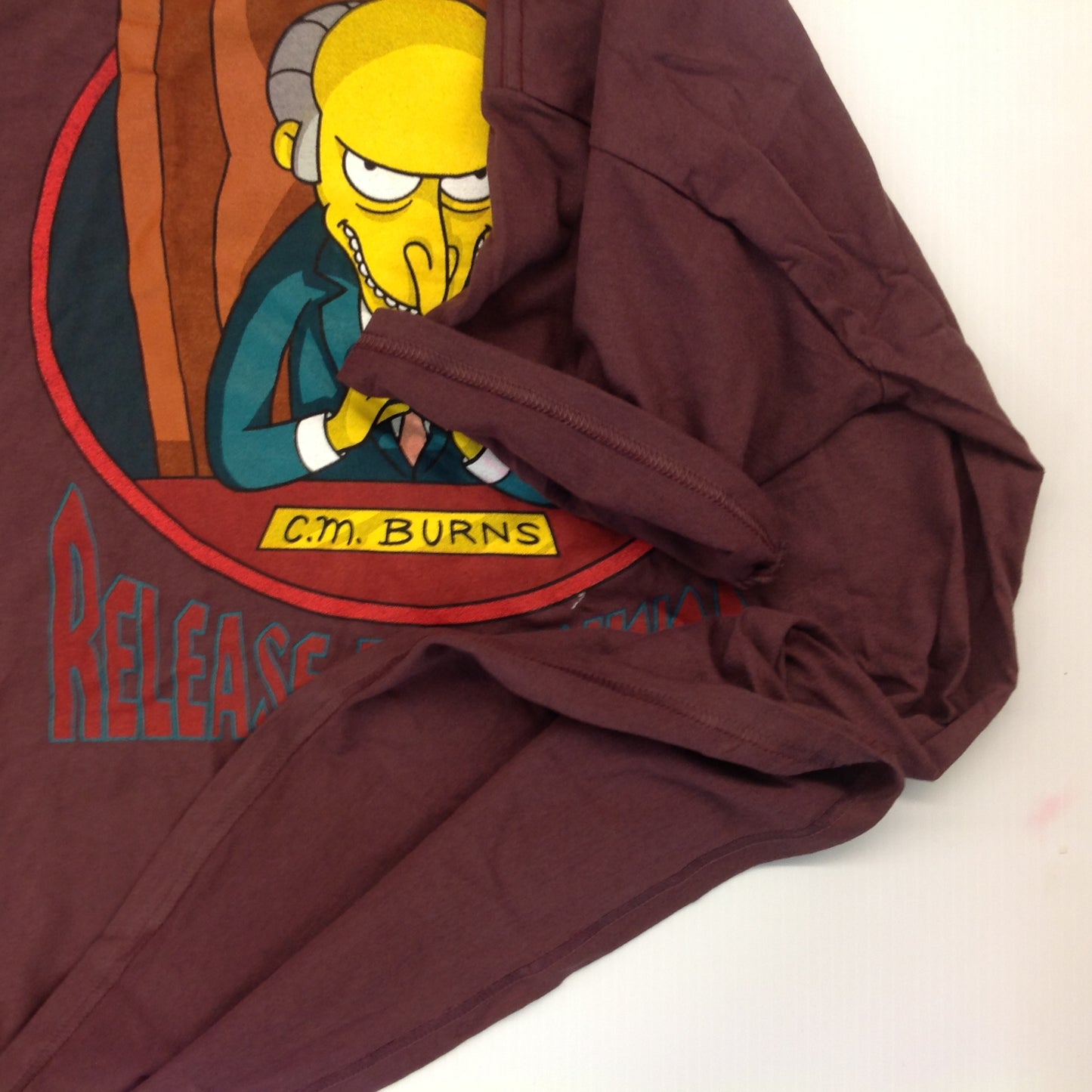 Vintage 1999 Tultex The Simpsons Mr. Burns Release the Hounds XL Brown T-Shirt