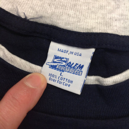 Vintage 1992 Salem Sportswear Atlanta Braves Navy Blue Double Sleeve Large T-Shirt