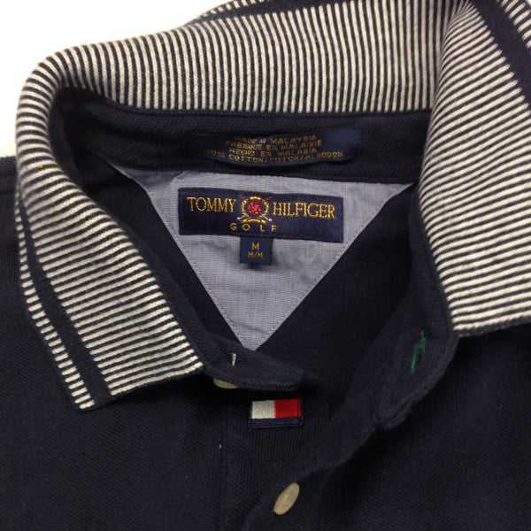 Vintage Authentic Tommy Hilfiger 100th US Amateur Baltusrol Navy Blue Cotton Men's Medium Golf Shirt