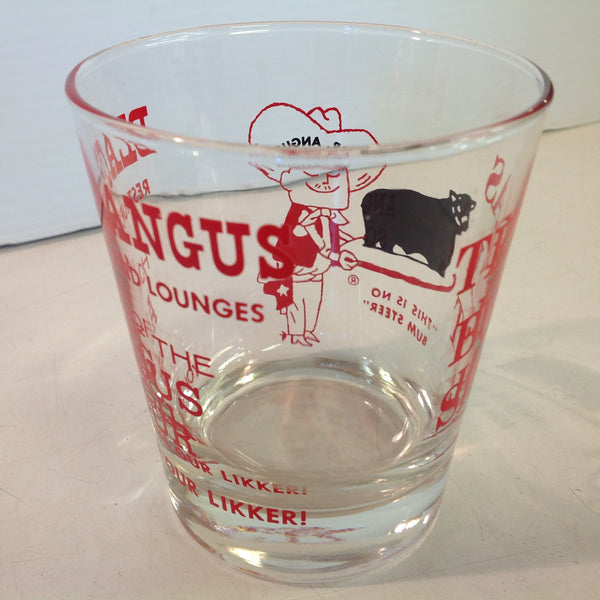 Vintage 1970's Souvenir Black Angus Restaurants and Lounges TEXAS BULL SHOT Novelty Bar Glass