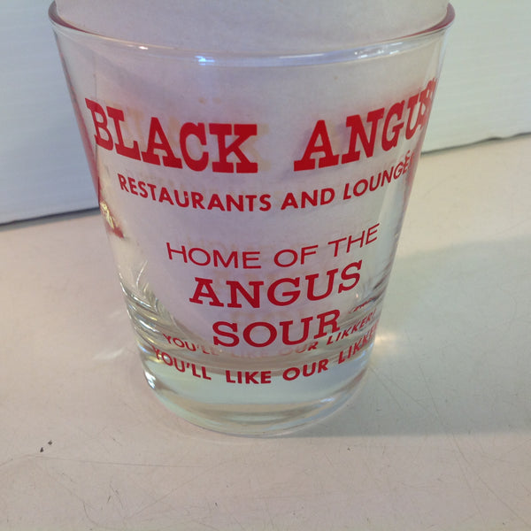Vintage 1970's Souvenir Black Angus Restaurants and Lounges TEXAS BULL SHOT Novelty Bar Glass