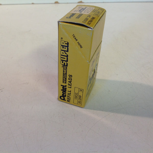 Vintage 1990's Pentel Mechanical Pencil NOS Refill Hi-Polymer Super Thick 0.9mm Lead "2H" Box of 12 Tubes of 15