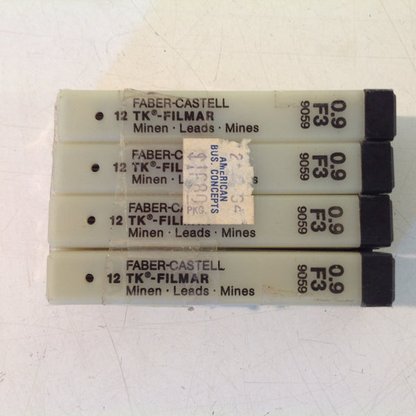 Vintage 1990's Faber-Castell Mechanical Pencil NOS Refill Leads TK-Filmar "F3" 0.9 mm 9069 Pack of 12