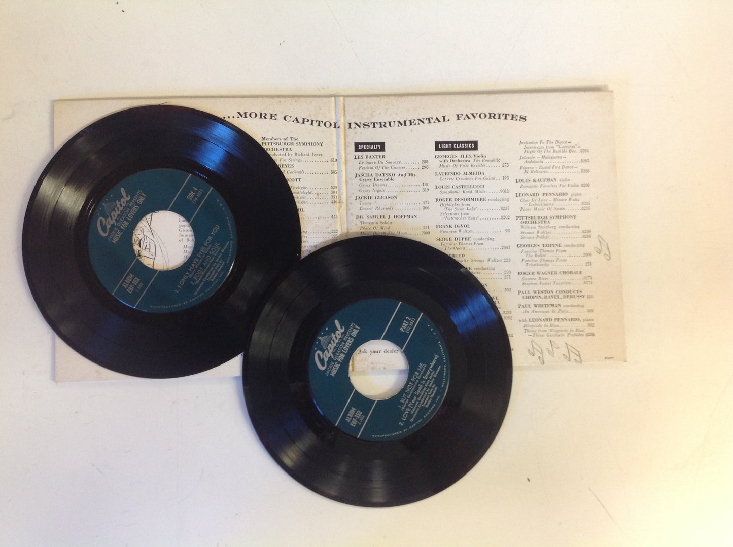 Vintage Jackie Gleason Presents Music for Lovers Only 2-Piece 45 Record Set