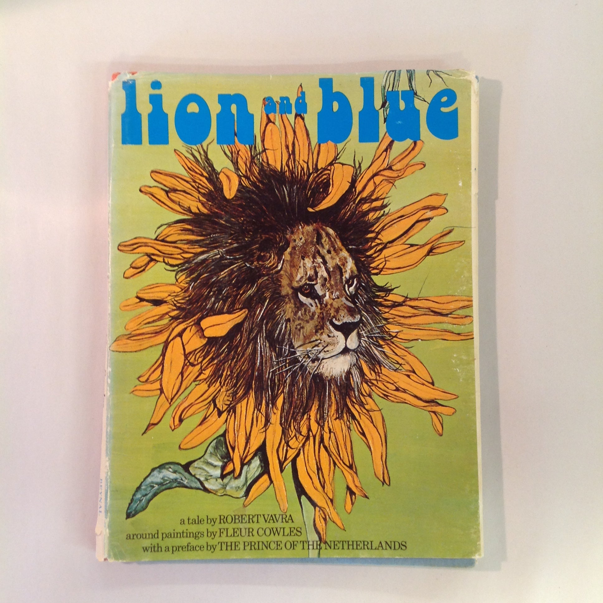 Vintage 1974 Children's Picture Book LION AND BLUE Hardcover with Dust Jacket
