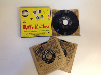 Vintage Mills Brothers Famous Barber Shop Ballads Decca Records 3 Piece 45s Box Set