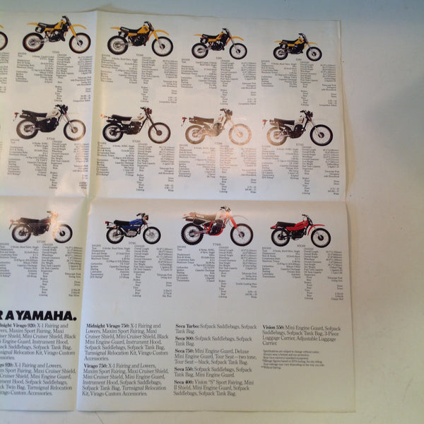 Vintage 1983 Yamaha Fold-Out Sales Brochure Poster