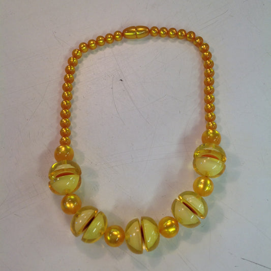 Vintage Plastic Honey Yellow Happy Chunky Beaded Choker