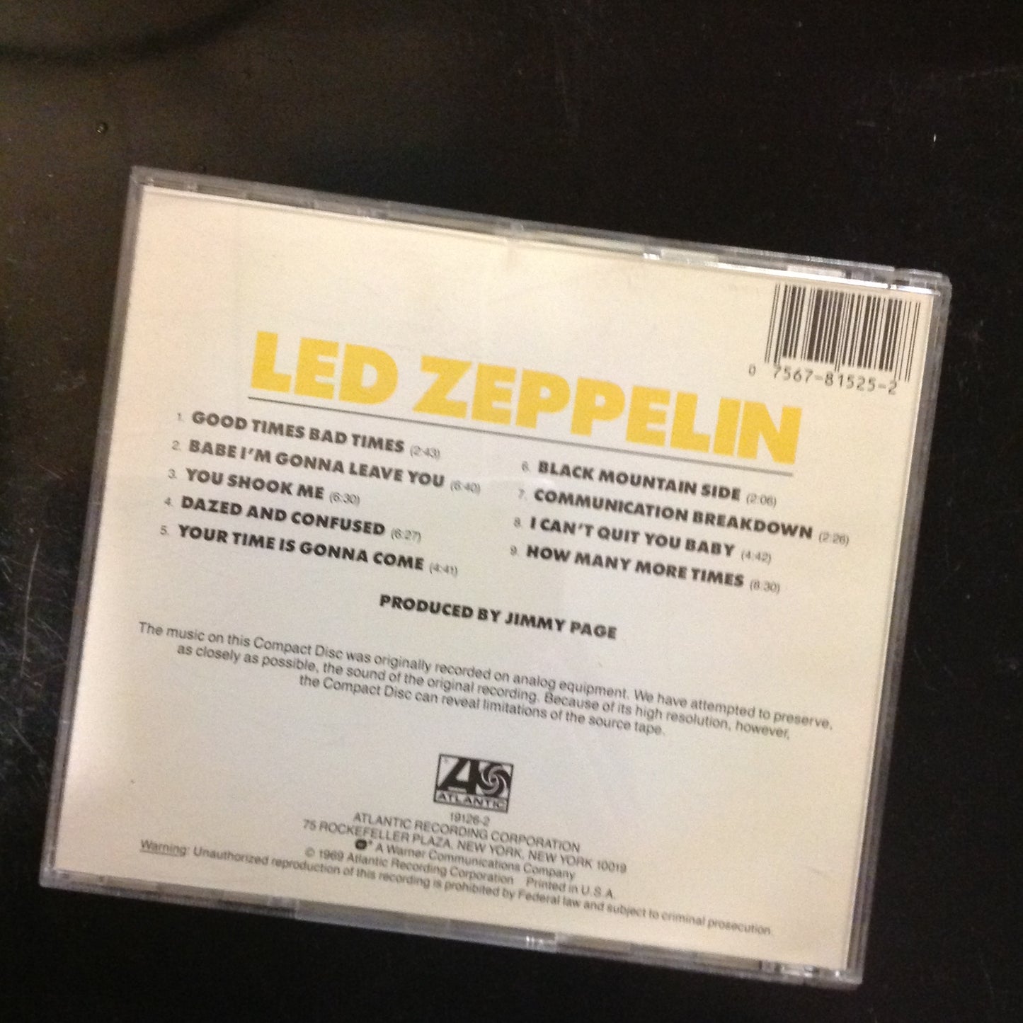 CD Led Zeppelin SD 19126-2 1987 Rock Atlantic