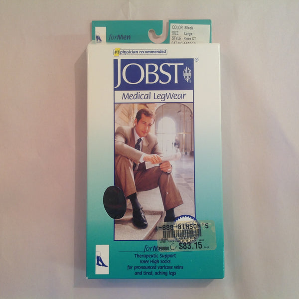 2007 NOS JOBST Men's Firm Compression 20-30 mmHg Large Black Knee CT Medical LegWear