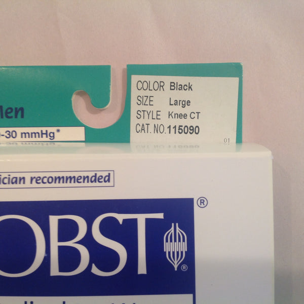 2007 NOS JOBST Men's Firm Compression 20-30 mmHg Large Black Knee CT Medical LegWear