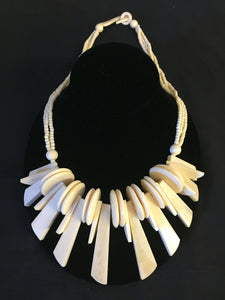 Vintage Bone Beaded Statement Necklace Collar Oddity Fun