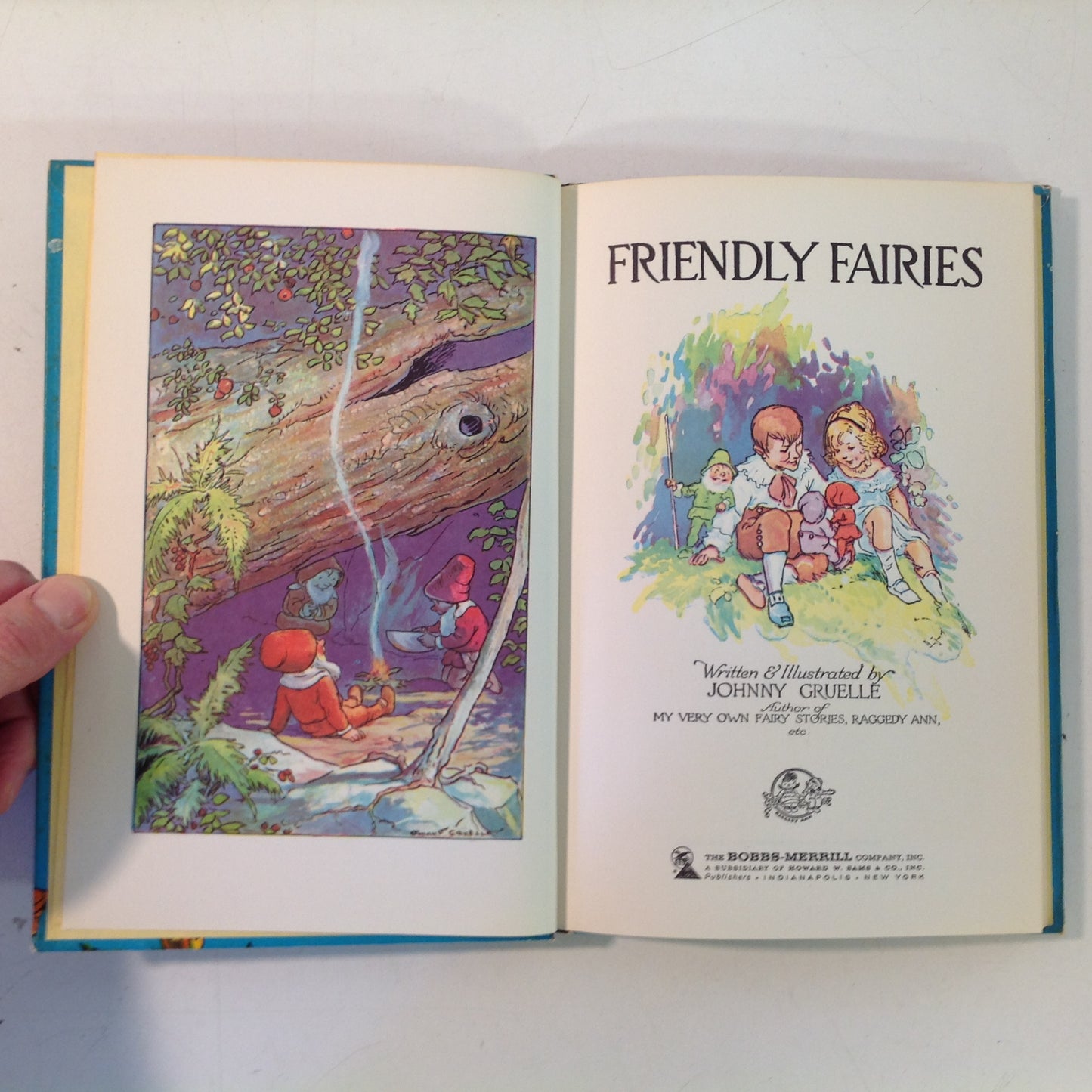 Vintage 1960 Bobbs-Merrill Hardcover Book Raggedy Ann and Raggedy Andy's Friendly Fairies  by Johnny Gruelle