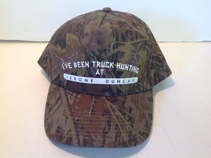 Toppers Camouflage Baseball Cap "I've Been Truck Hunting at Jerome Duncan" Dealership Novelty