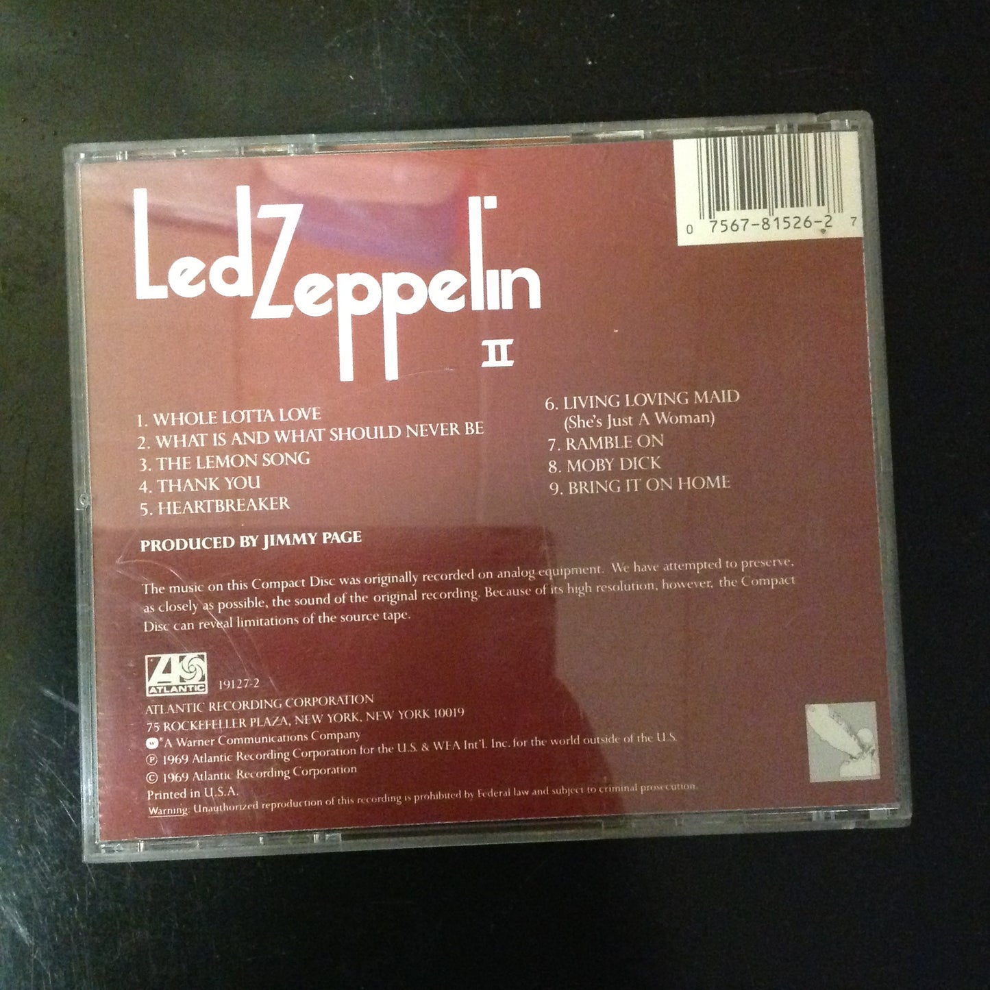 CD Led Zeppelin II 19127-2 Atlantic Rock