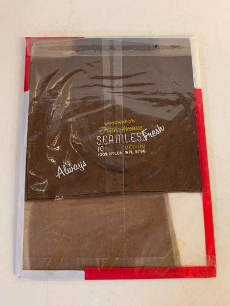 Vintage NOS Woodward's Fifth Avenue Hosiery Seamless 100% Nylon Brown Mist Size Medium Women's Hosiery