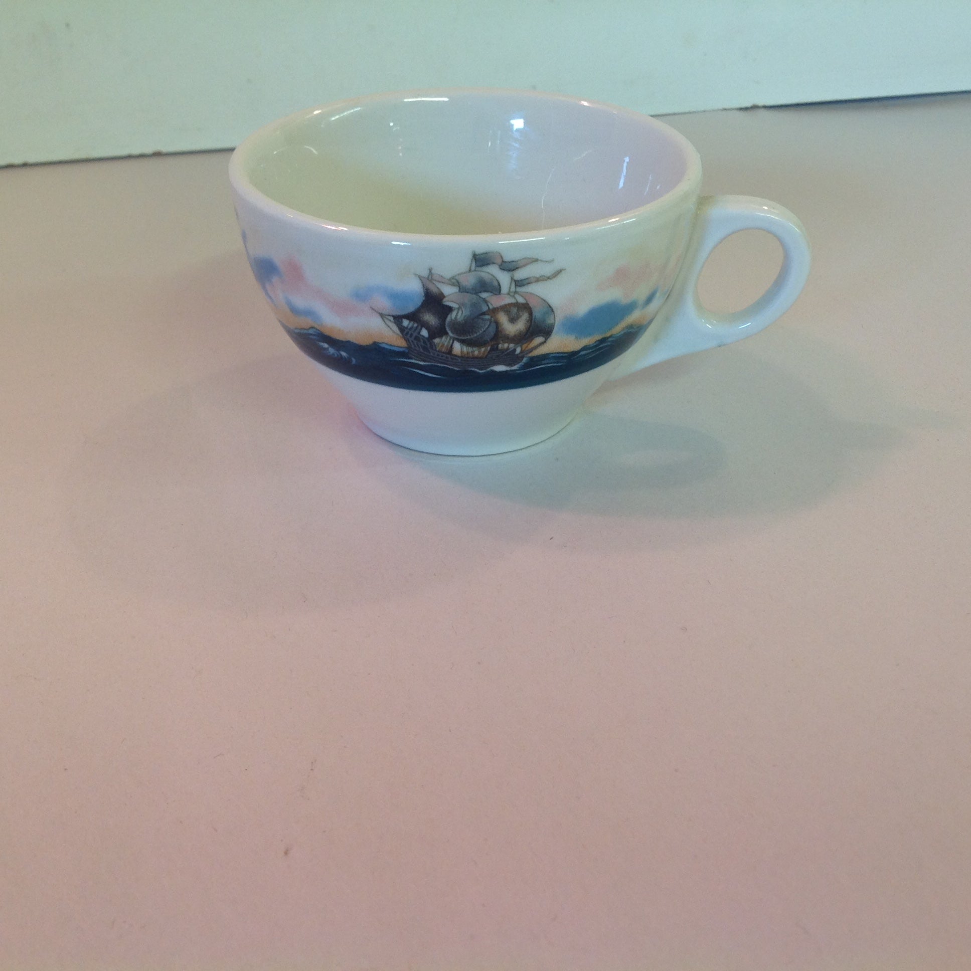 Vintage Detroit Yacht Club Restaurant Ware Sailing Galleon Ship Pattern Cup