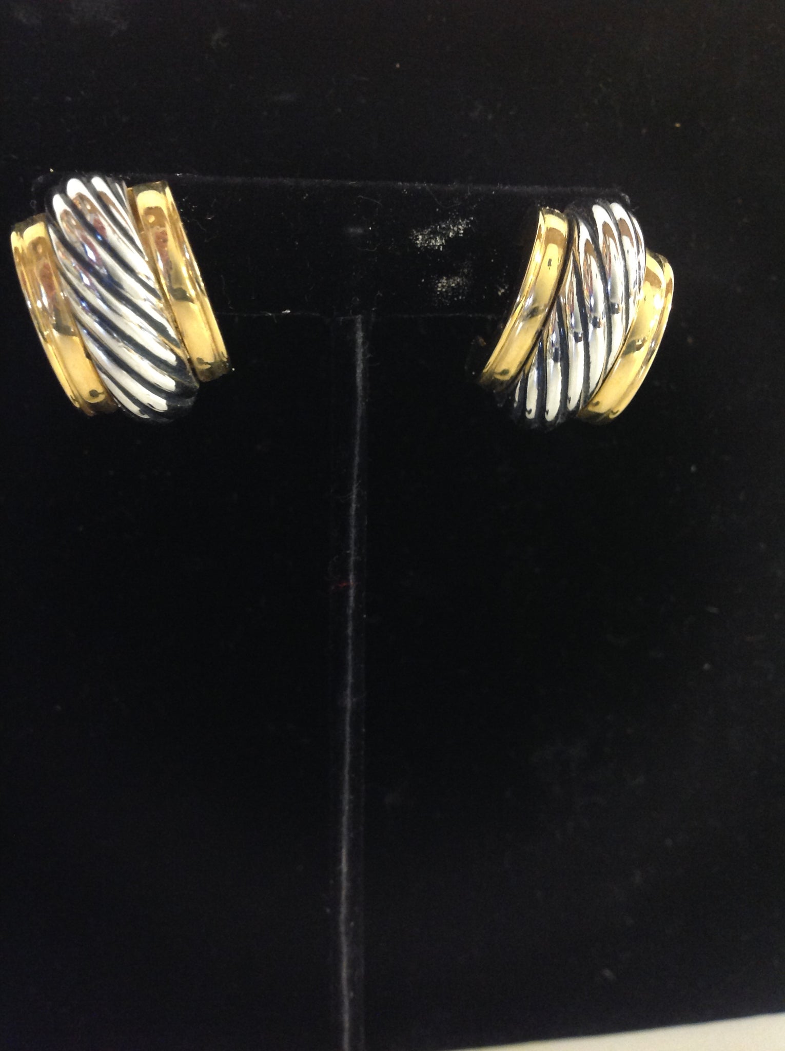 Vintage Goldtone Silvertone Half Loop Chunky Clip On Earrings