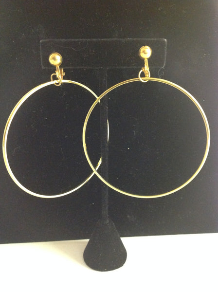 Vintage Goldtone Hoop Clip On Earrings