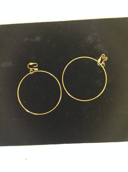 Vintage Goldtone Hoop Clip On Earrings