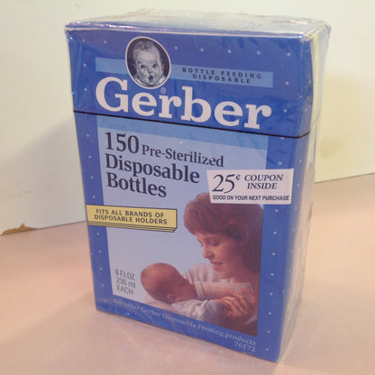 Vintage 1992 NOS Gerber 150 Pre-Sterilized 8 Fl Oz Disposable Bottles Sealed