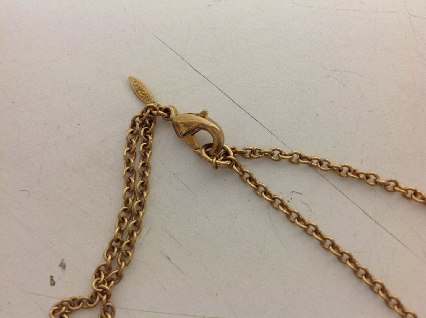 Vintage Goldtone Acanthus Leaf Double Strand Faux Crystal Chain Necklace