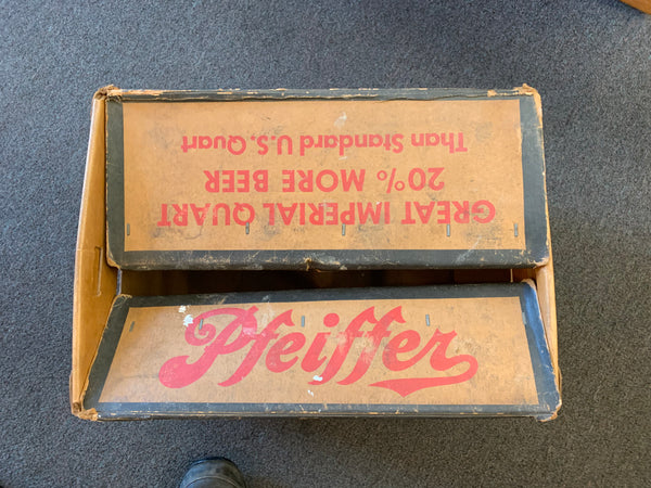 Vintage Pfeiffer Beer Great Imperial Quart Union Made 12 Bottle Case Cardboard Box