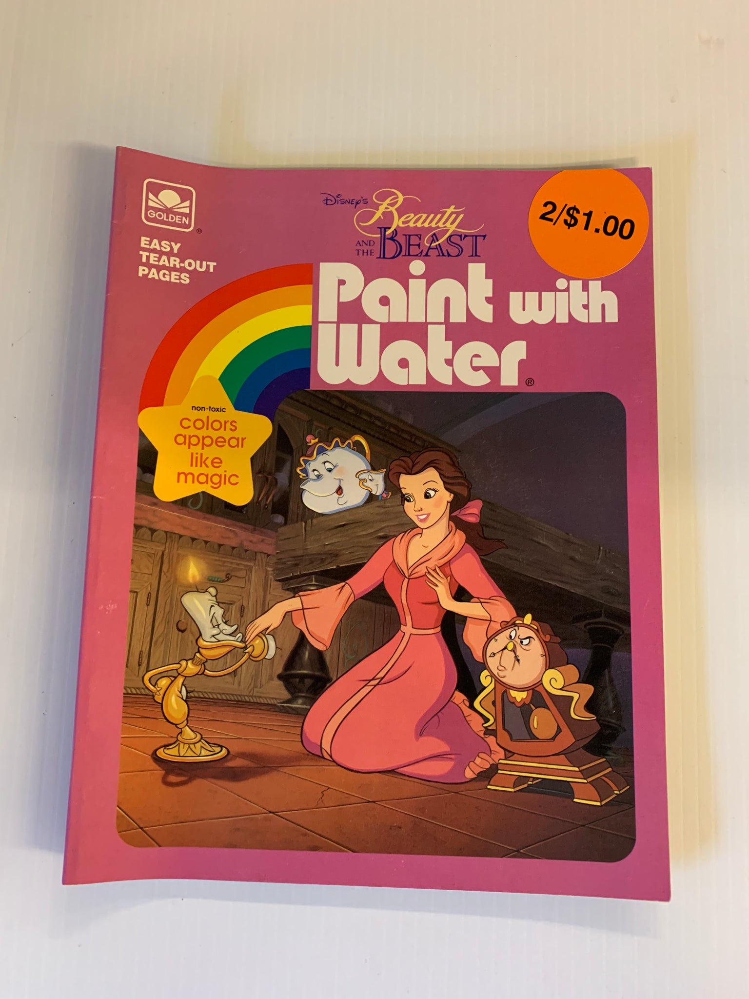 Vintage 1993 Golden Books Disney Beauty and the Beast Paint with Water Activity Book