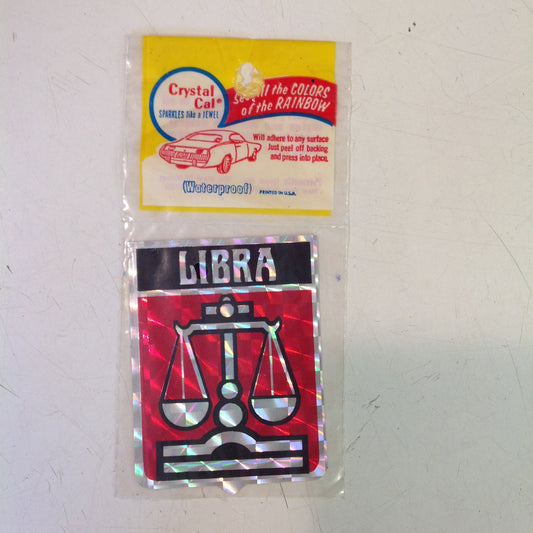 Vintage NOS Prismatix Decal Crystal Cal Red Libra