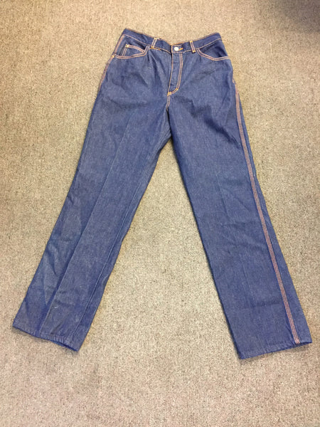 Vintage 1980's Child's PS GITANO Dark Blue Denim Jeans Orange Piping w/ Tags