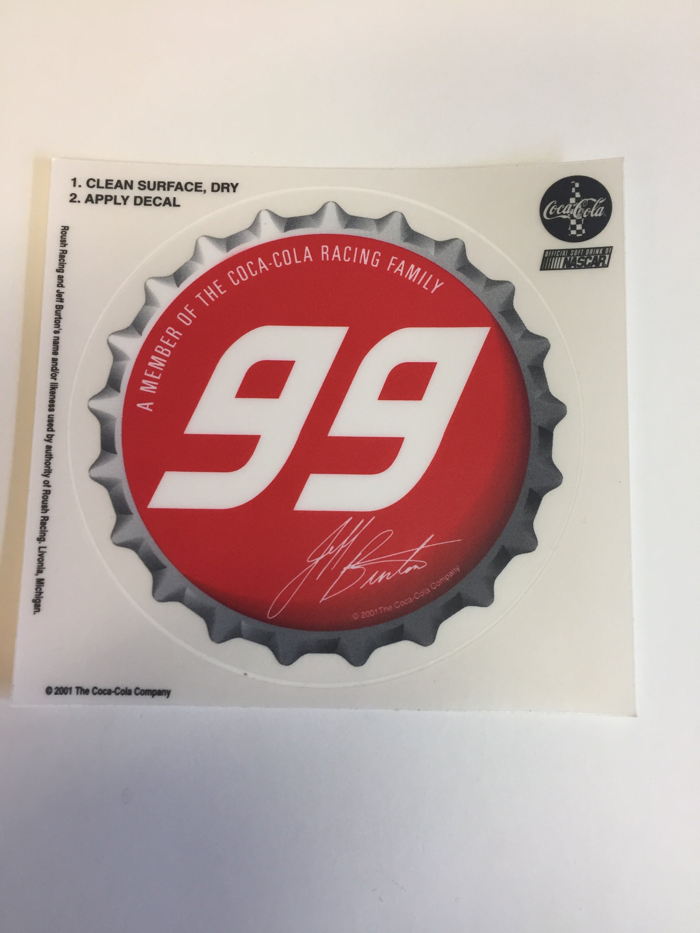 Cool 2001 NASCAR #99 Jeff Burton Coca Cola Stickers NOS Decal – Time ...