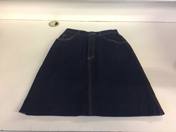 Vintage 1980's PS GITANO Retro Denim Skirt Orange Piping