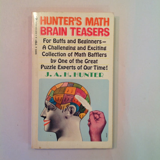 Vintage 1969 Mass Market Paperback Hunter's Math Brain Teasers J A Hunter Bantam