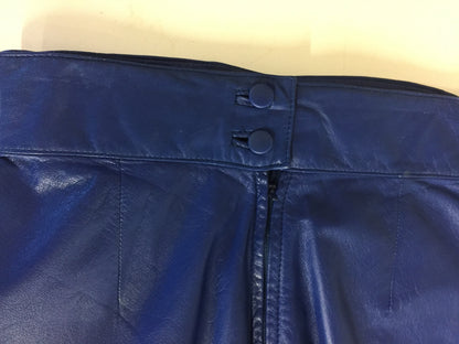 Vintage 1980's Electric Blue Leather Pencil Skirt By Leather Loft