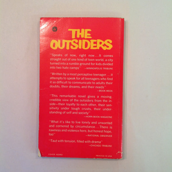 Vintage 1969 Mass Market Paperback The Outsiders S E Hinton Dell Laurel Leaf First Printing