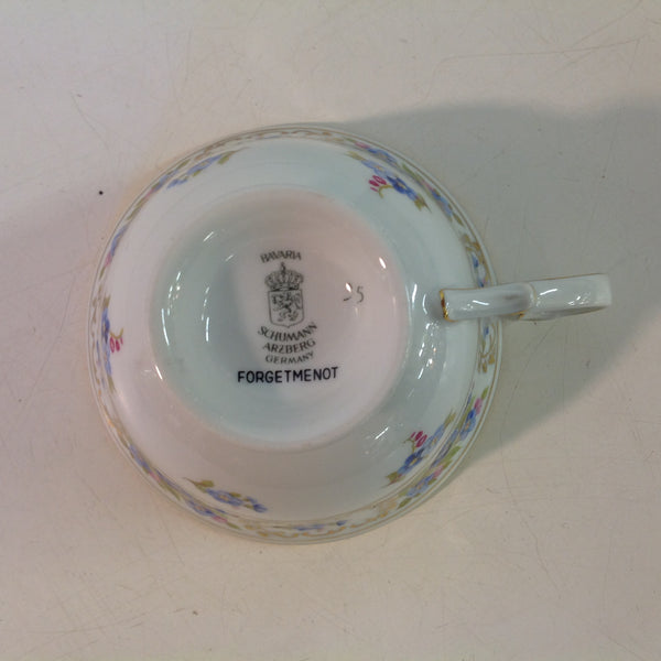 Vintage 3 Piece Porcelain Teacup Saucer Plate Set Schumann Forget Me Not Pattern Bavaria