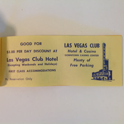 Vintage Mid Century Las Vegas Club Matchbooks and Coupon Book Mini Souvenir Set