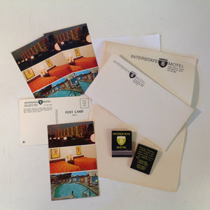 Vintage 1970's Interstate 8 Motel San Diego California Souvenir Stationery Matches Postcards Pack