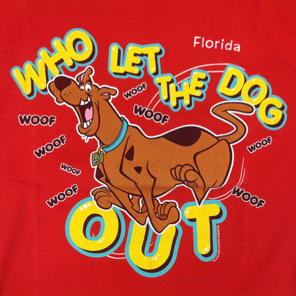 Vintage 2000 Souvenir T-Shirt Florida Scooby-Doo Who Let the Dog Out? Hanna-Barbera Red Small