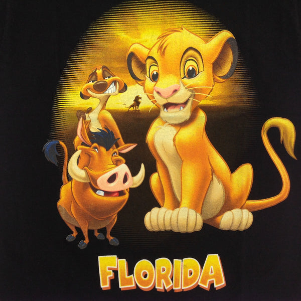 Vintage Souvenir Florida Disney Child's M (10/12) T-Shirt Black Lion King Cub Simba Timon Pumbaa