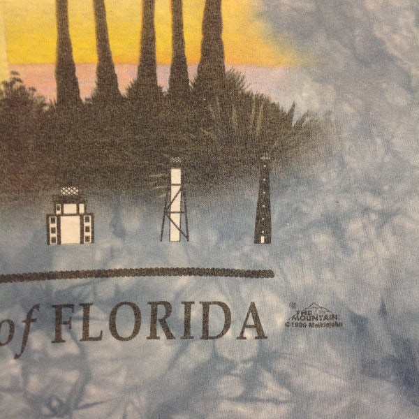 Souvenir Slate Blue Cloudy Tie-Dye T-Shirt Lighthouses of Florida