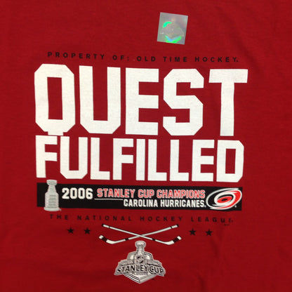 2006 Souvenir XL Red Carolina Hurricanes T-Shirt Property of Old Time Hockey Quest Fulfilled NHL Stanley Cup Champions