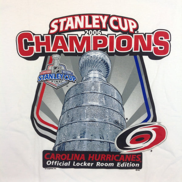 2006 Carolina Hurricanes Eastern Western NHL Stanley Cup Champions Official Locker Room Edition White 2XL T-Shirt