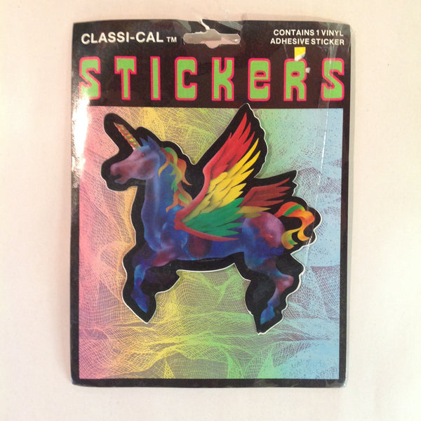 Vintage 1990's NOS Classi-Cal Vinyl Adhesive Sticker Rainbow Winged Unicorn