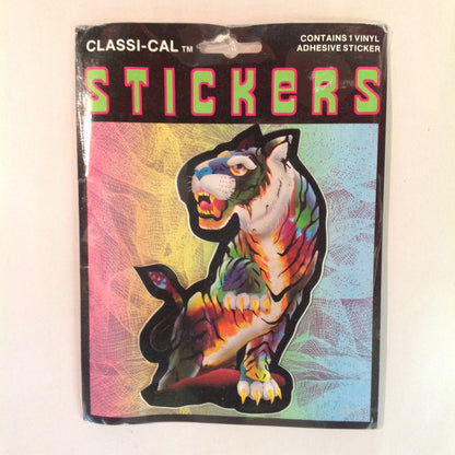 Vintage 1990's NOS Classi-Cal Vinyl Adhesive Sticker Rainbow Tiger