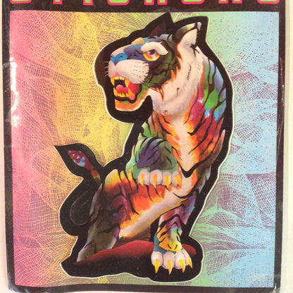 Vintage 1990's NOS Classi-Cal Vinyl Adhesive Sticker Rainbow Tiger