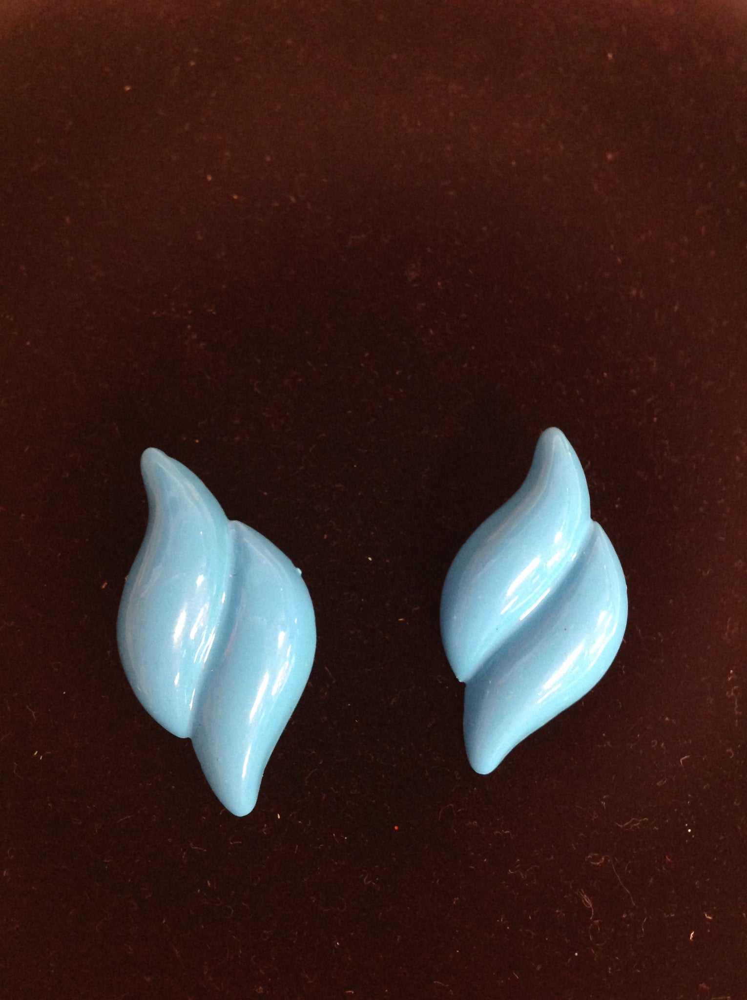 Vintage Turquoise Two-Strip Plastic Clip-On Earrings